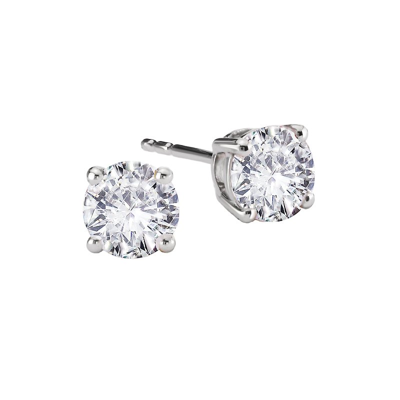 Luxora Lab Grown Diamond Stud Earrings in 14K White Gold - Round Shape