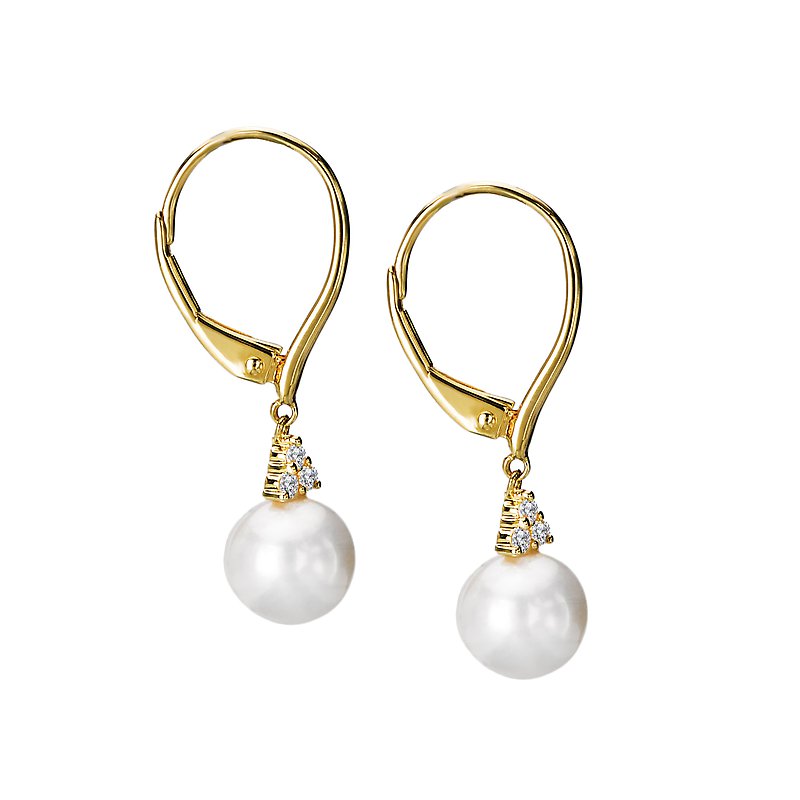 Luxora 14K Yellow Gold Freshwater Pearl Diamond Accent Earrings