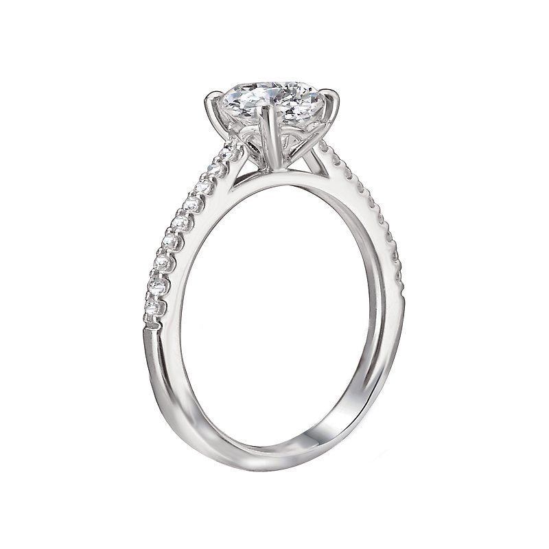 Bandora 14K White Gold Diamond Ring Semi-Mount for 6.5mm Round Center Stone