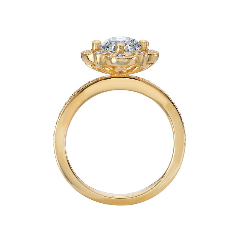Orbelle Flower Styled 14K Yellow Gold Semi-Mount Diamond Engagement Ring
