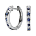 Luxora White Gold Diamond and Sapphire Hoop Earrings