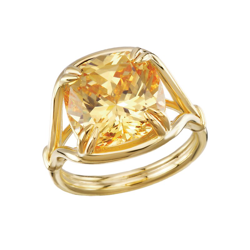 Luxora 14kt Gold Honey Quartz Cushion Ring