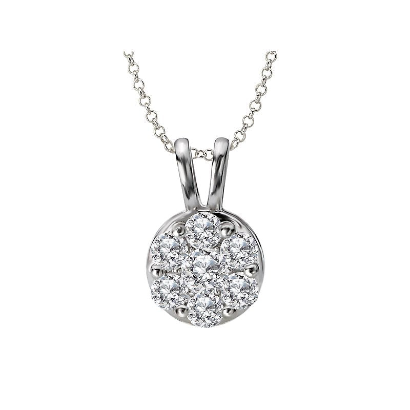 Luxora Ladies Diamond Cluster Necklace in 14K White Gold