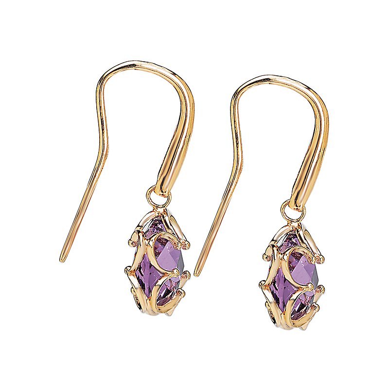 Luxora Floral Amethyst Earrings in 14K Yellow Gold