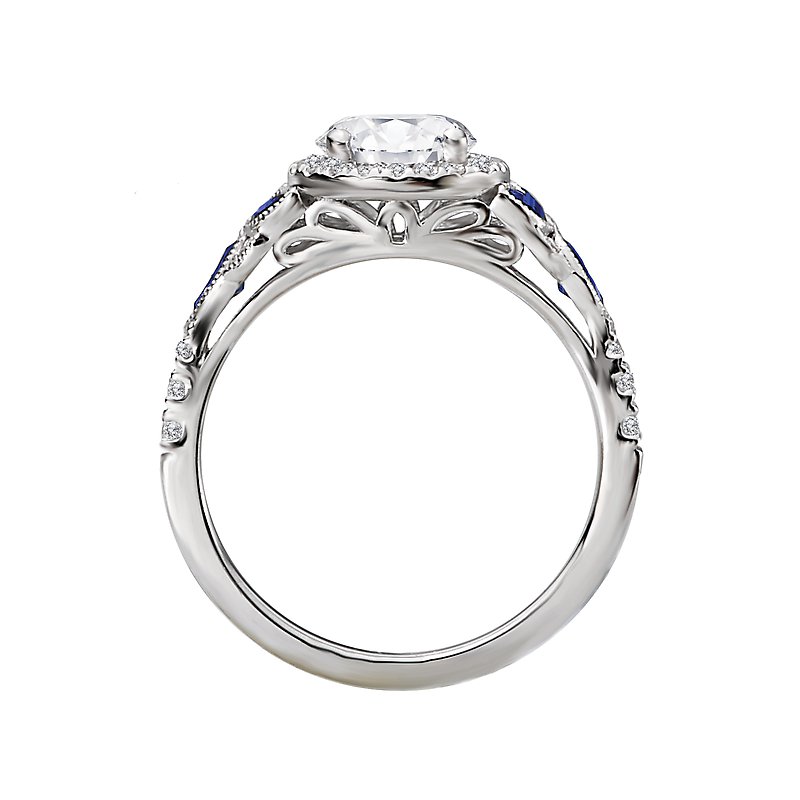 Orbelle Halo Lab Grown Diamond Sapphire Semi-Mount Ring
