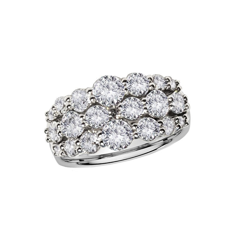 Luxora Triple Row Diamond Fashion Ring in 14K White Gold - D 2ctw Size 7
