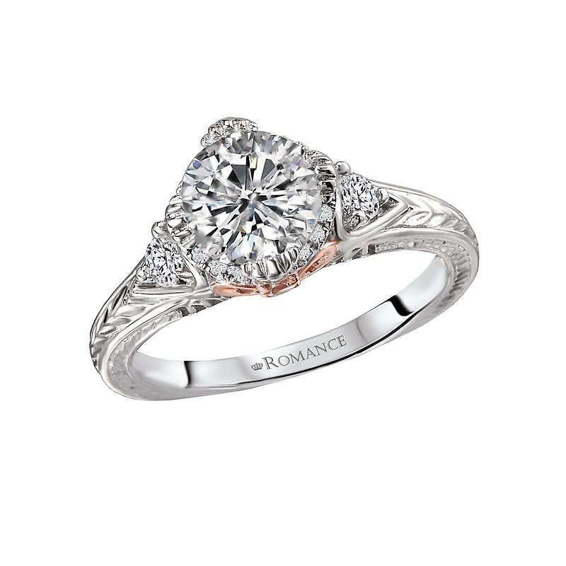 Vintage Two-Tone Diamond Engagement Ring Semi-Mount