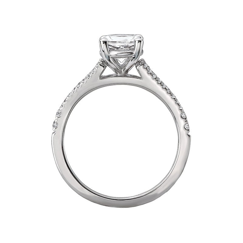 Glemera Bandora 14K White Gold Split Shank Diamond Engagement Semi-Mount Ring
