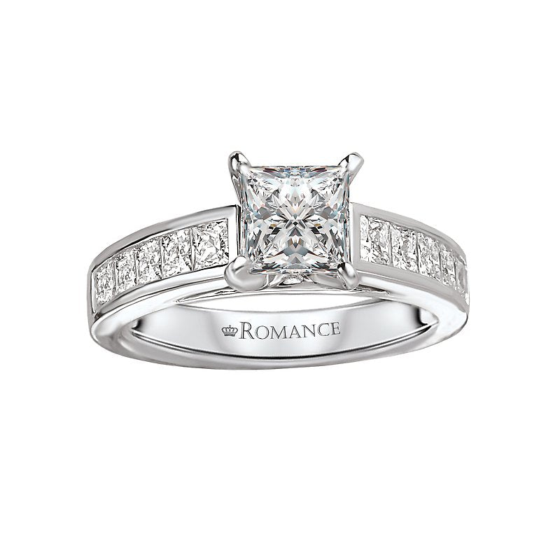 Orbelle Green LGD 14K White Gold Princess-Cut Semi-Mount Diamond Ring