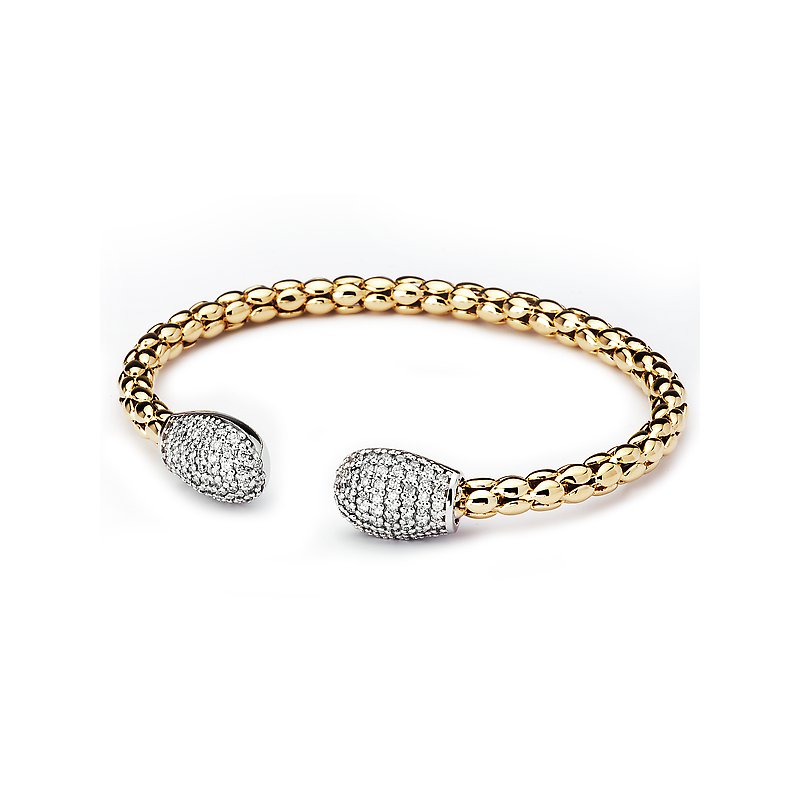 Luxora Italian 14kt Diamond Flex Bangle - Yellow Gold Bracelet with White Diamond Adornments
