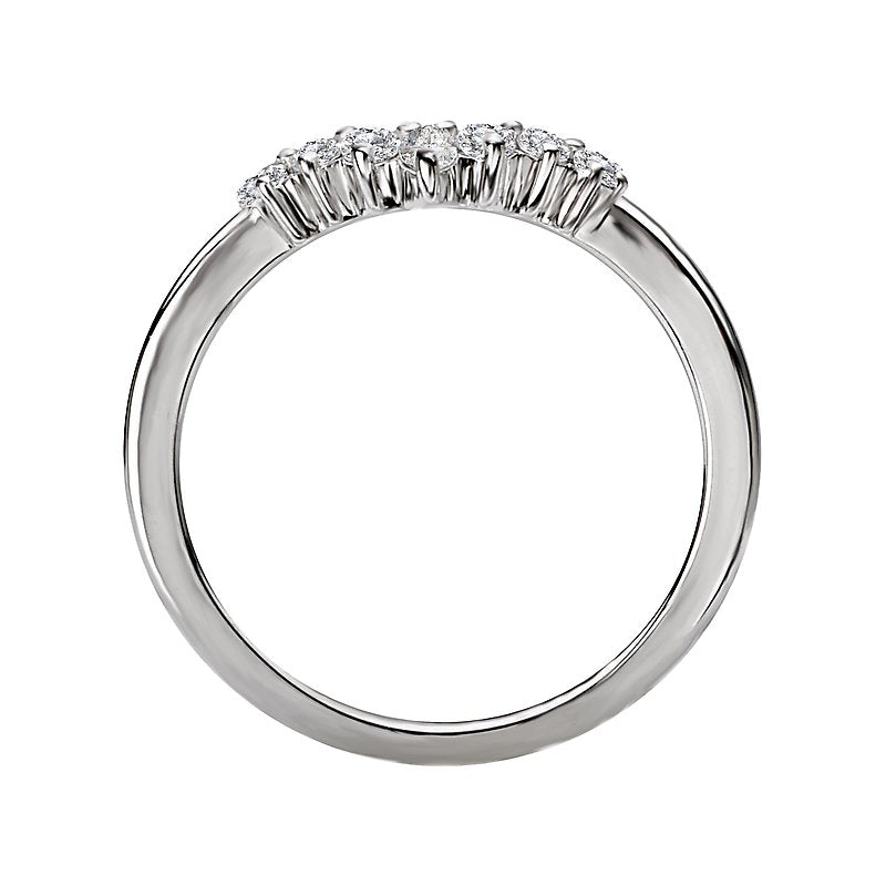14K White Gold Nesting Band with Lab Grown Diamond Marquise Shape