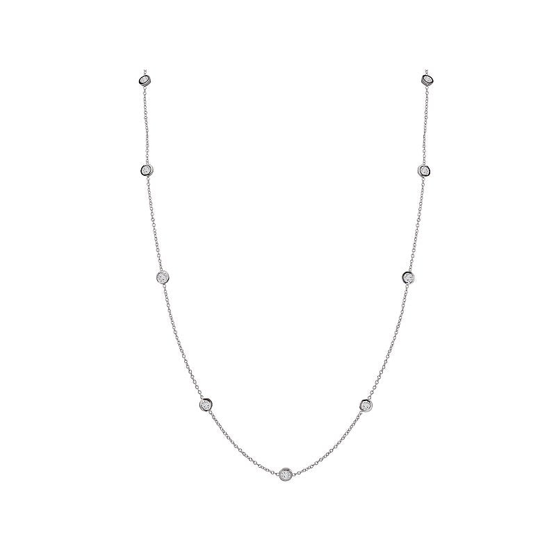 Luxora 14K White Gold Round Diamond Fashion Necklace - 1.00 Carat Total Weight