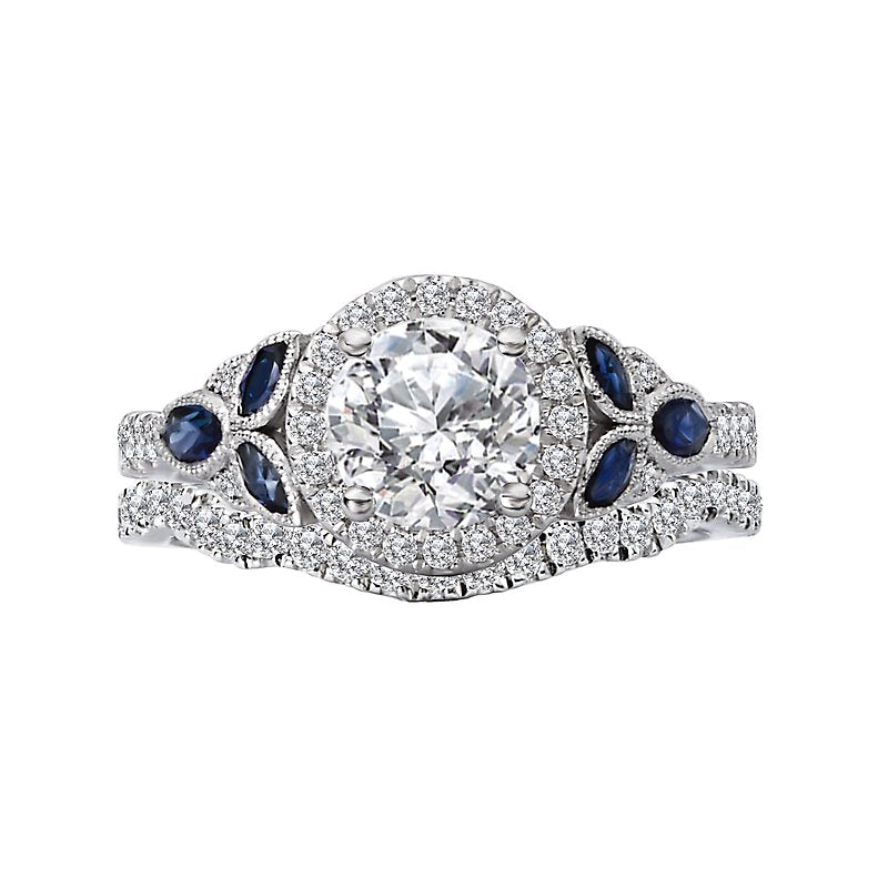 Orbelle Halo Lab Grown Diamond Sapphire Semi-Mount Ring