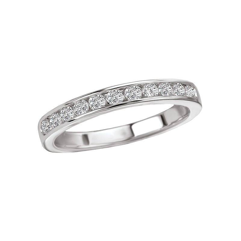 Aurenza Classics 14K White Gold Diamond Wedding Band - Round Channel Set Diamonds