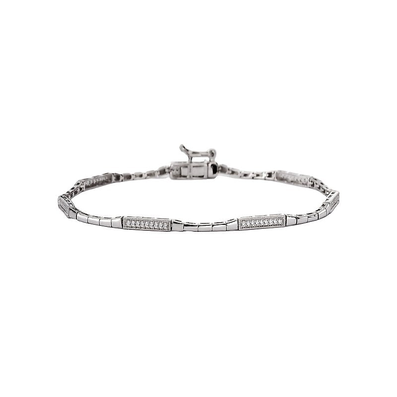 Luxora Diamond Link Bracelet in 14K White Gold with Round Diamonds
