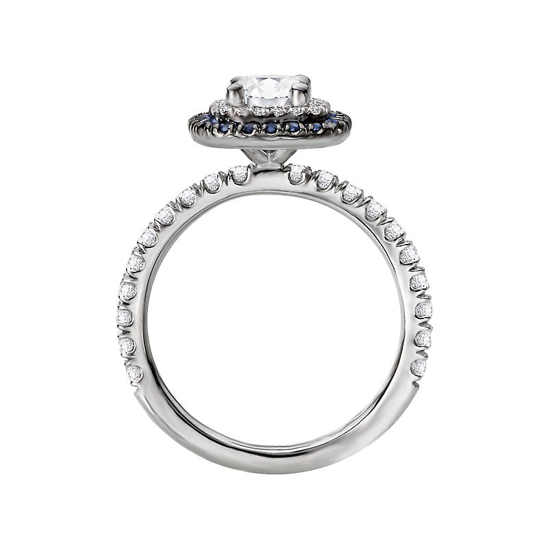 Orbelle Lab Grown Diamond Halo Semi Mount Engagement Ring with Diamond and Sapphire