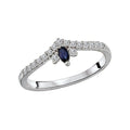 Luxora Diamond Nesting Wedding Band - 14K White Gold with Marquise Sapphire and Round Diamonds