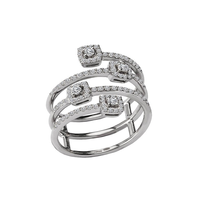 Luxora 14K White Gold Twisted Diamond Fashion Ring