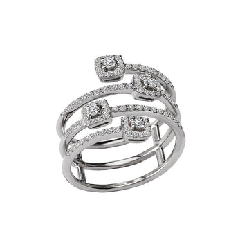 Luxora 14K White Gold Twisted Diamond Fashion Ring