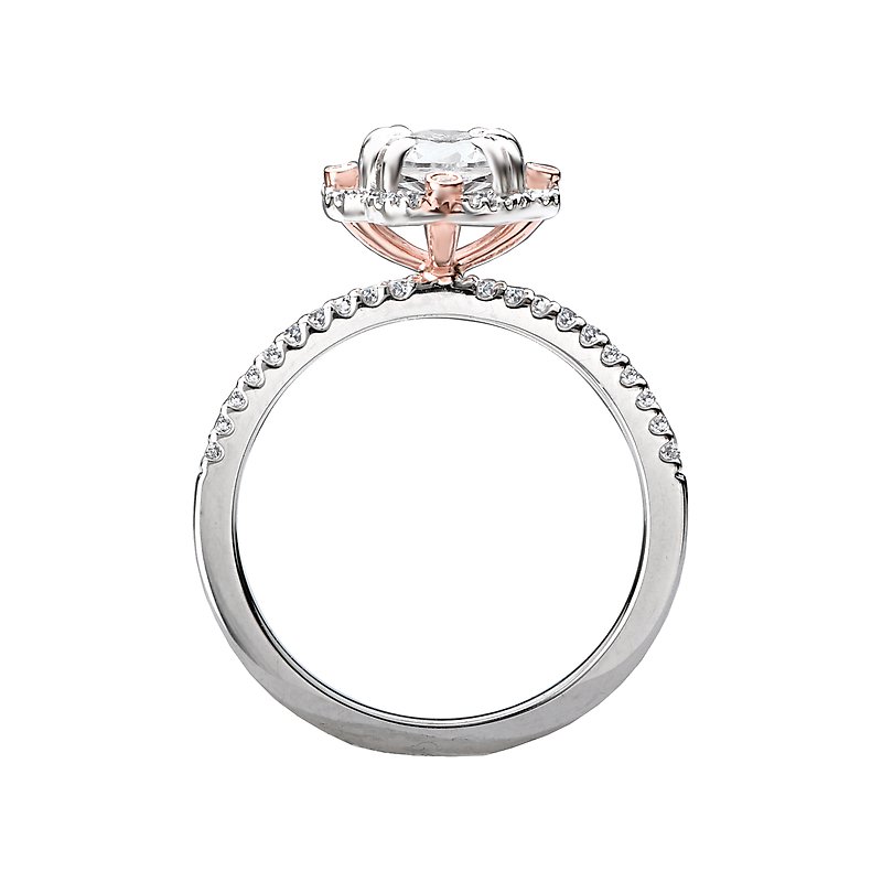 Orbelle Halo Semi-Mount Diamond Ring in 14kt White and Rose Gold