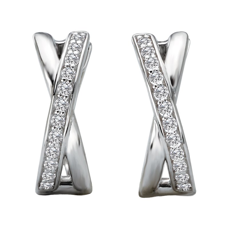 Luxora 14K White Gold Diamond Hoop Earrings