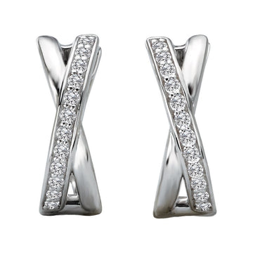 Luxora 14K White Gold Diamond Hoop Earrings