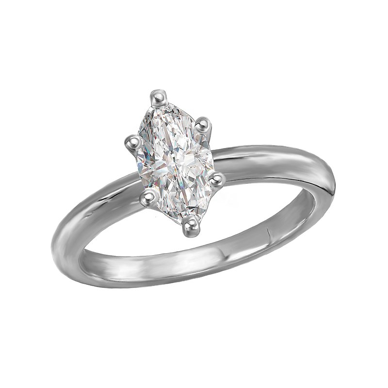 Chic 14K White Gold Marquise Cut Lab Grown Diamond Solitaire Engagement Ring