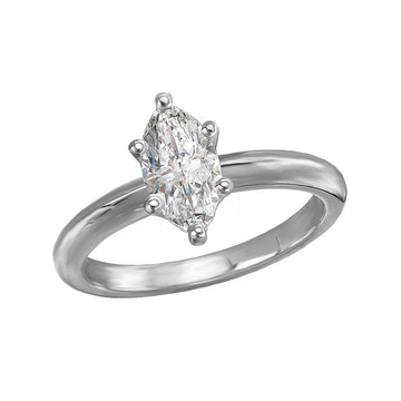 Chic 14K White Gold Marquise Cut Lab Grown Diamond Solitaire Engagement Ring