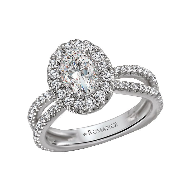 Orbelle Halo Oval Diamond Ring in 14K White Gold
