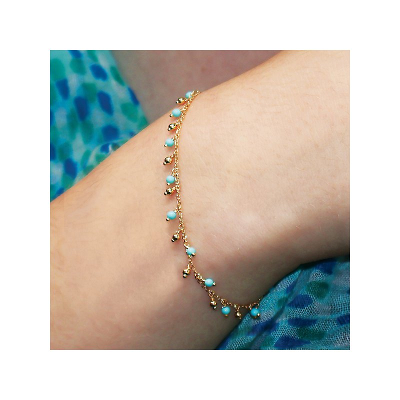Luxora Italian 14kt Turquoise Fringe Bracelet - Adjustable 6.5-7.5 inches