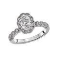 Glemera Halo Oval Diamond Semi-Mount Ring in 14K White Gold