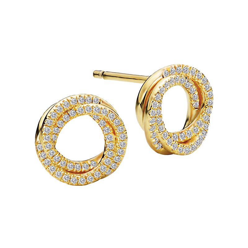 Luxora 14K Yellow Gold Twist Diamond Stud Earrings
