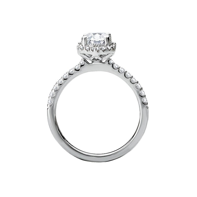 Orbelle 14K White Gold Halo Semi-Mount Oval Diamond Engagement Ring