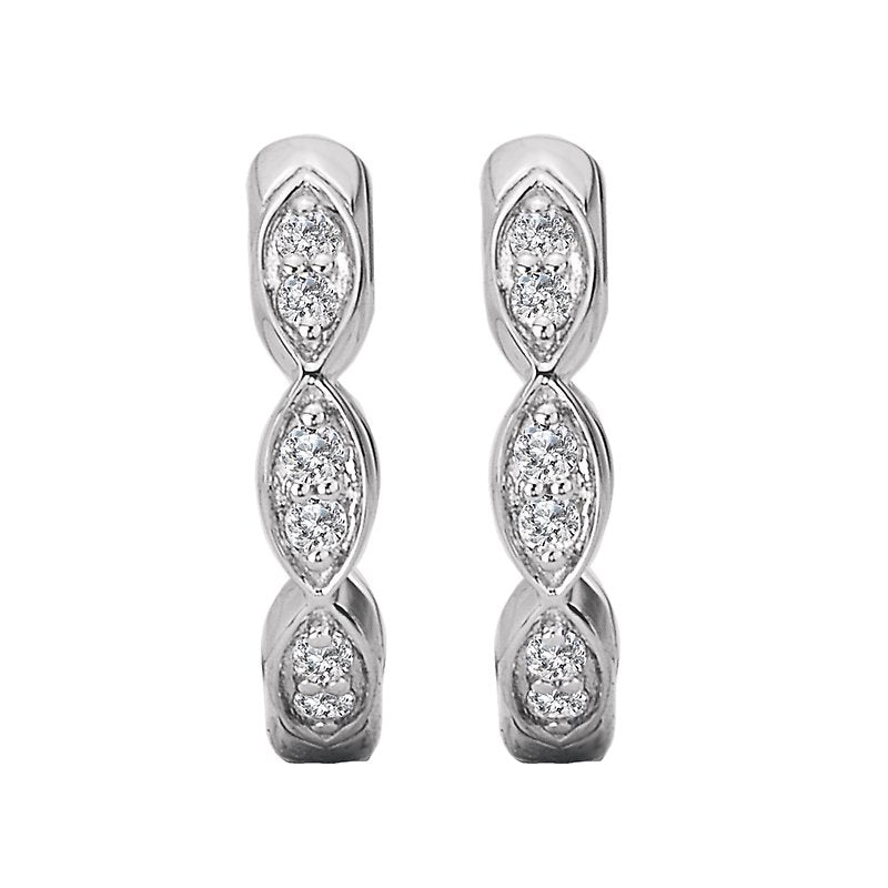Luxora Diamond Huggie Hoop Earrings in 14K White Gold