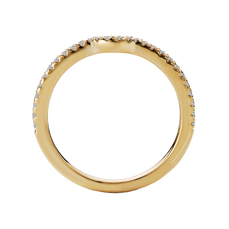 Orbelle 14K Yellow Gold Curved Wedding Band with 1/7 Carat Round White Diamond