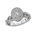 Orbelle Petite 14K White Gold Halo Engagement Ring with Oval Center Diamond