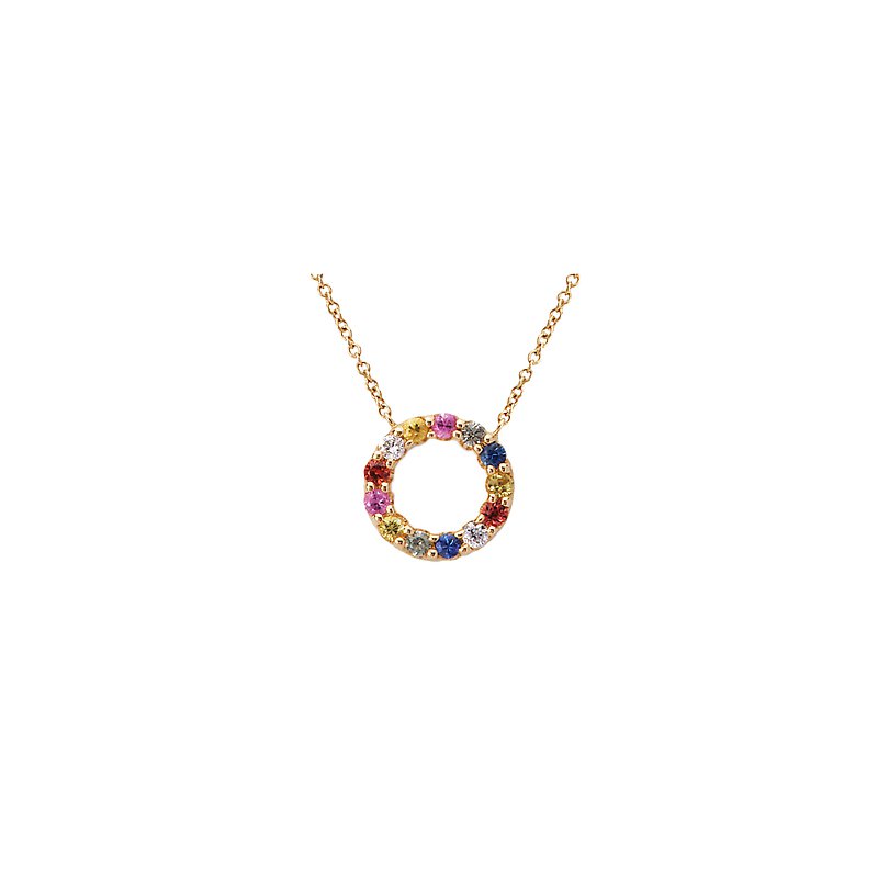 Luxora 14kt Diamond & Gem Circle Necklace - Adjustable Lariat Style