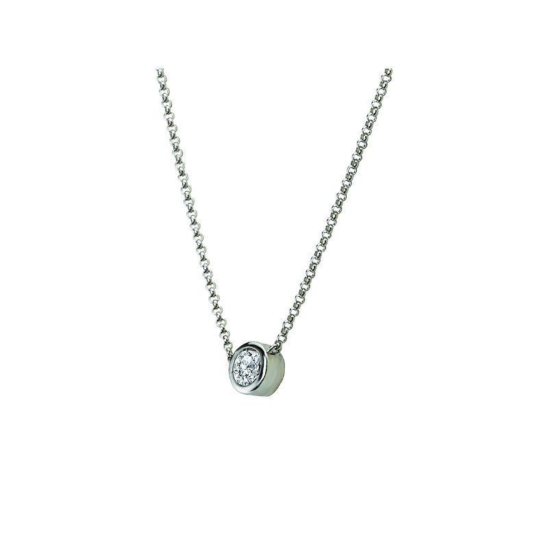 Luxora 14K White Gold Diamond Round Pendant Necklace