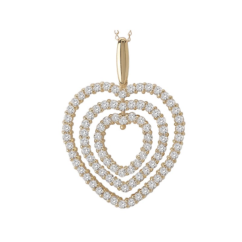 Aurenza Classics 14K Yellow Gold Heart C.Z. Pendant 3.80ctw - Fits 2mm Chain