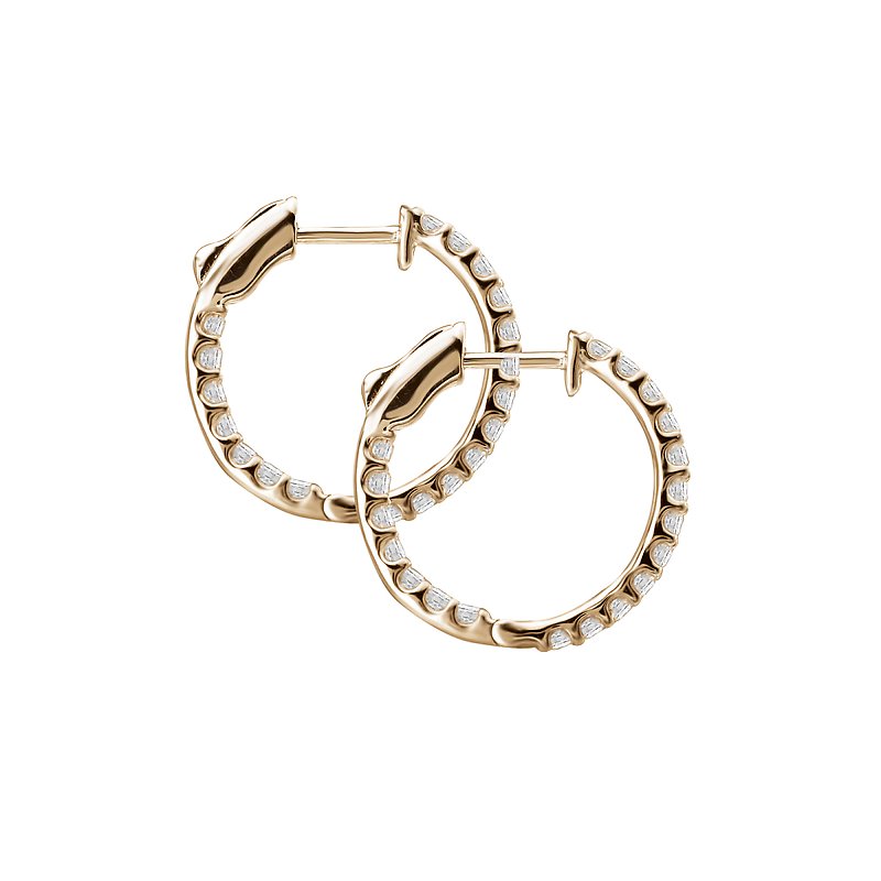 Luxora 14K Yellow Gold Diamond Hoop Earrings | Classic Style In and Out Hoops