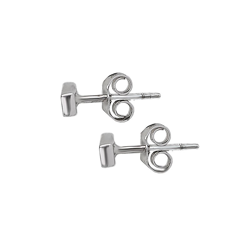 Luxora 14kt White Gold Diamond Bar Earrings | Round Cut Studs