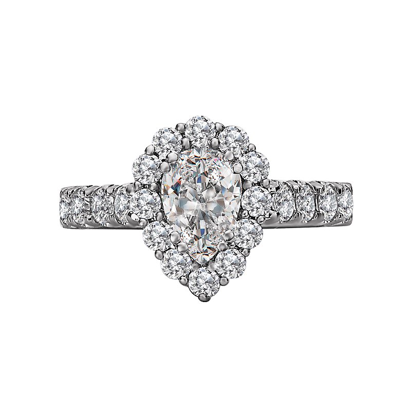 Orbelle Halo Semi-Mount Diamond Ring in 14K White Gold with Pear Shaped Lab Grown Diamond