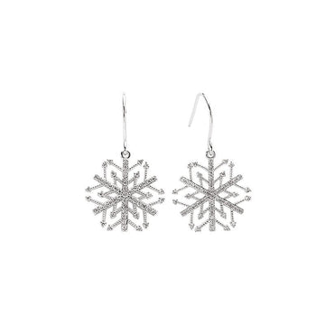 Luxora White Gold Snowflake Diamond Earrings - Fish-hook Style