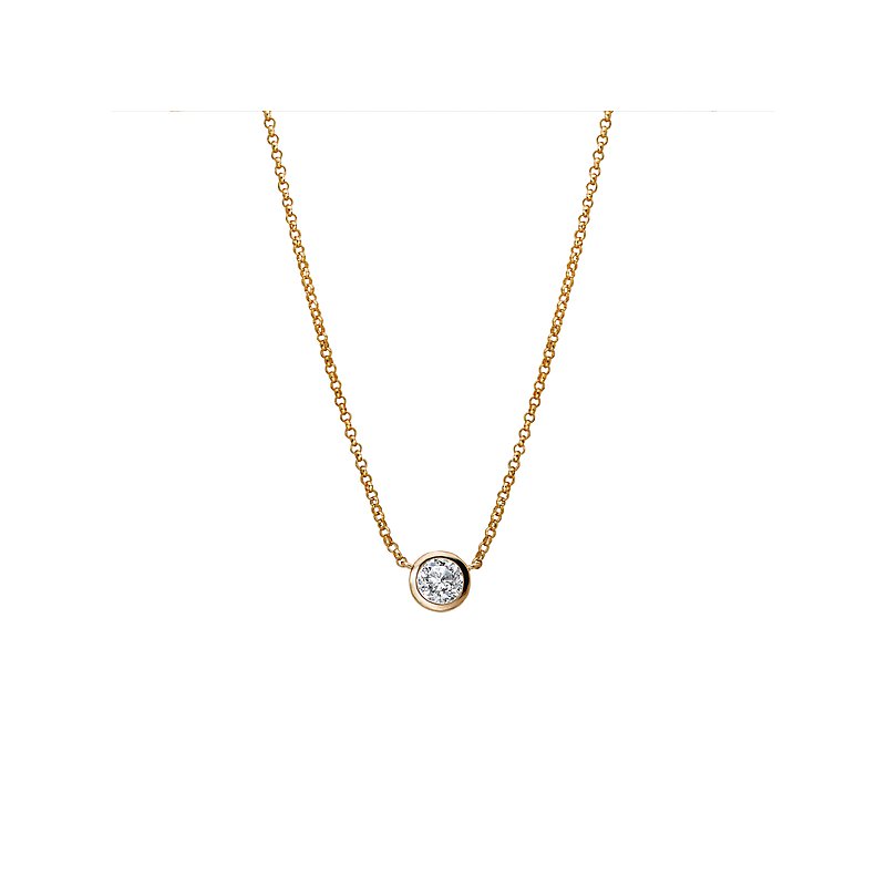 Luxora 14K Yellow Gold Diamond Round Necklace - Adjustable Lariat Style