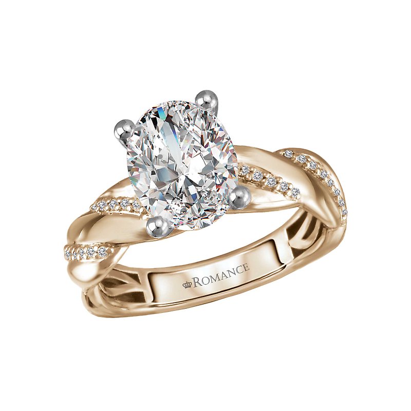 Orbelle 14K Yellow Gold Swirled Diamond Semi-Mount Engagement Ring