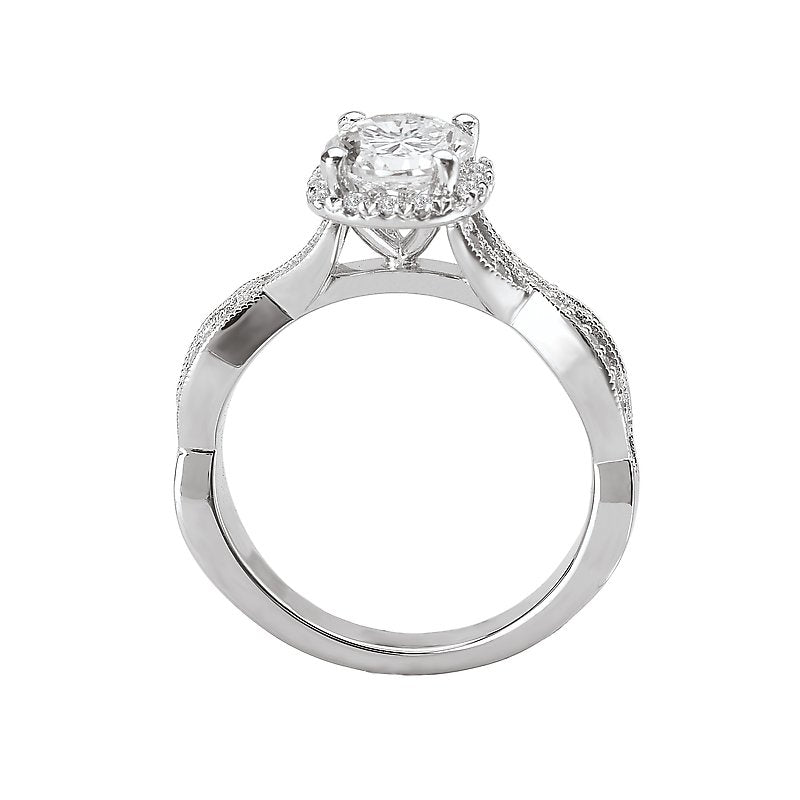 Orbelle Halo Semi-Mount Diamond Ring | 18K White Gold | Cushion Shape | 6.5mm Round Diamond