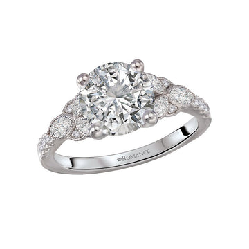 Orbelle Diamond Semi-Mount Engagement Ring | 14K White Gold Marquise & Round Diamond Ring