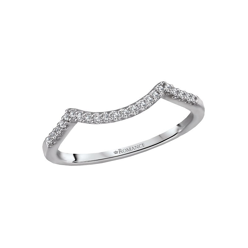 Orbelle Curved Wedding Band in 14K White Gold with Round Diamond (D .11 carat total weight)