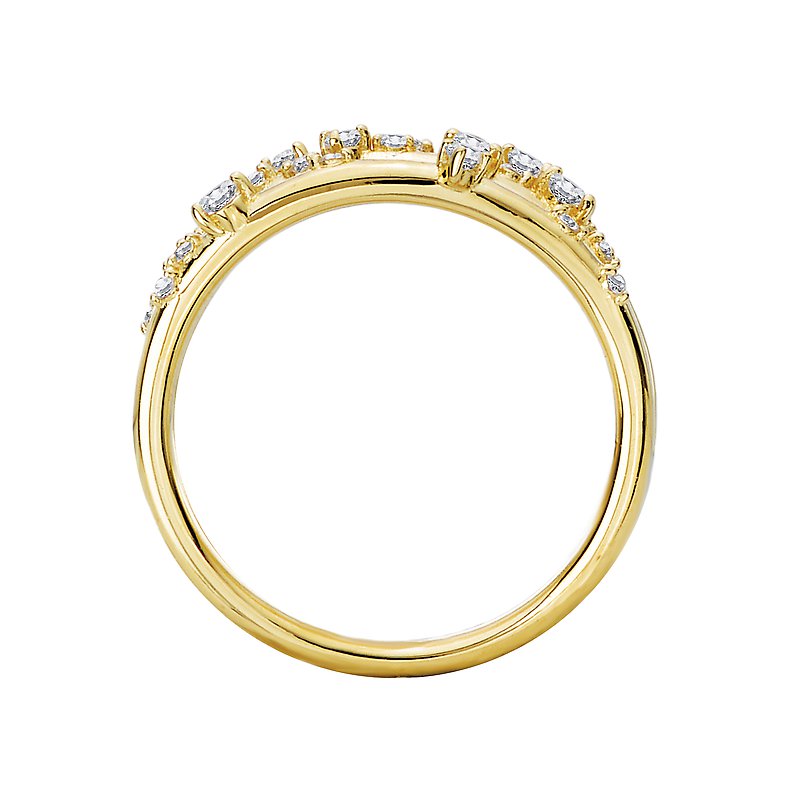 Luxora 14K Yellow Gold Ladies Fashion Diamond Ring - Round Cut White Diamonds (D 1/5 carat total weight)
