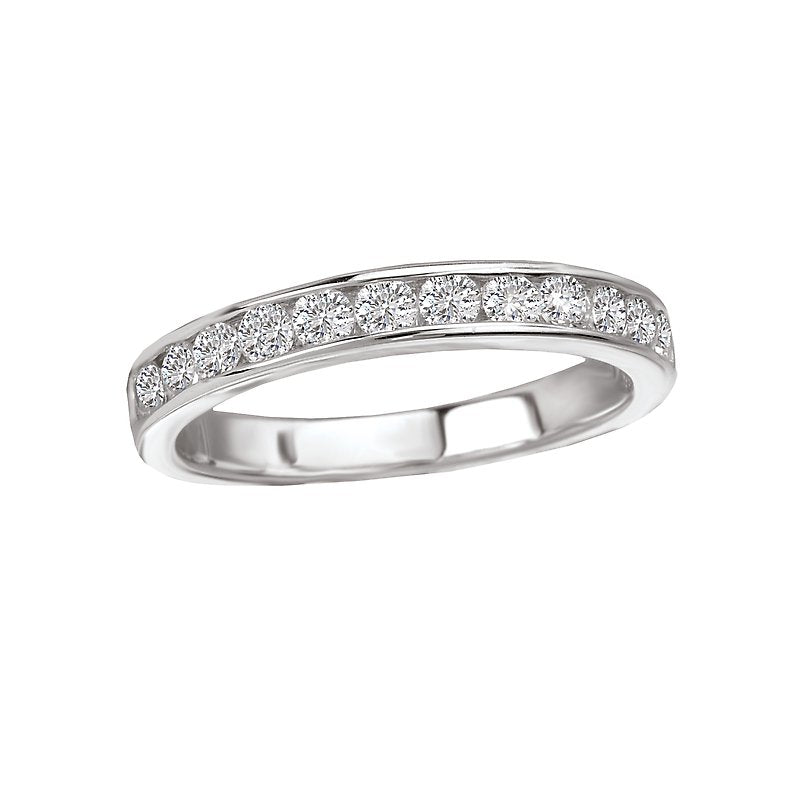 Aurenza Classics 14K White Gold Diamond Wedding Band - Straight Style, Round Cut Diamonds (D 1/2 carat total weight) - Size 6